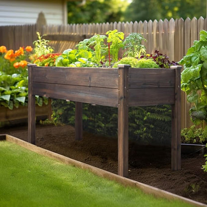 MUPATER 48 x 24 x 30in Raised Garden Bed, Wood Elevated Planter Box with Legs, Outdoor Raised Beds for Gardening, Backyard, Patio and Balcony, Rustic