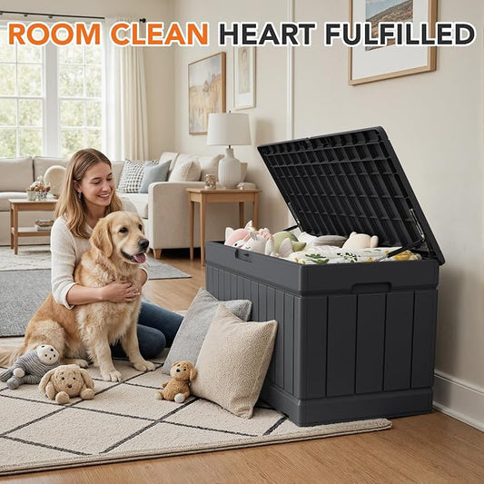 78 Gallon Deck Box Outdoor Indoor Waterproof Storage Box for Patio Furniture, Pool Accessories, Garden Tools, and Cushion Storage, Gray