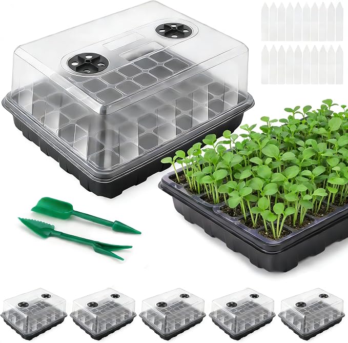 Seed Starter Tray, Seedling Starter Trays for Starting Plant Seeds, Indoor Gardening Plant Germination Trays, Black, 5PCS