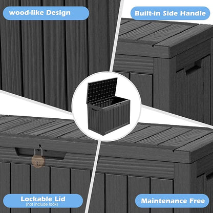 Outdoor Storage Box, 50 Gallon Resin Deck Boxes Outdoor Waterproof For Patio Furniture, Garden Tools, Pool Supplies, Lockable And UV Resistant (Striped Black)