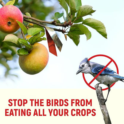 500 Ft Bird Scare Tape Red Silver Reflective Bird Repellent Flash Tape Reflective Tape to Scare Birds from Orchard, Garden, Crops, Chicken Coops, Vineyards, Trees, House, Boats & Siding