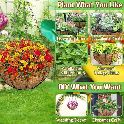 ZeeDix 2 Pack 20 Inch Large Hanging Baskets for Plants Outdoor with Coconut Liners Replacement, Hanging planters Baskets with Natural Coco Liner for Outdoor Indoor Planters Flowers Vegetables