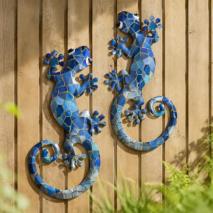 LIFFY Metal Gecko Wall Decor 2 Pack, Outdoor Lizard Wall Art, Metal Lizards Wall Decor, Gecko Wall Art for Home Garden Yard Fence (15 inch)