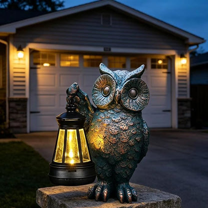 Garden Statues Outdoor, owl Figurines Decorated with Solar Lights, Unique Christmas Birthday Gifts for Moms, Grandmas, Women, Wives, Sisters