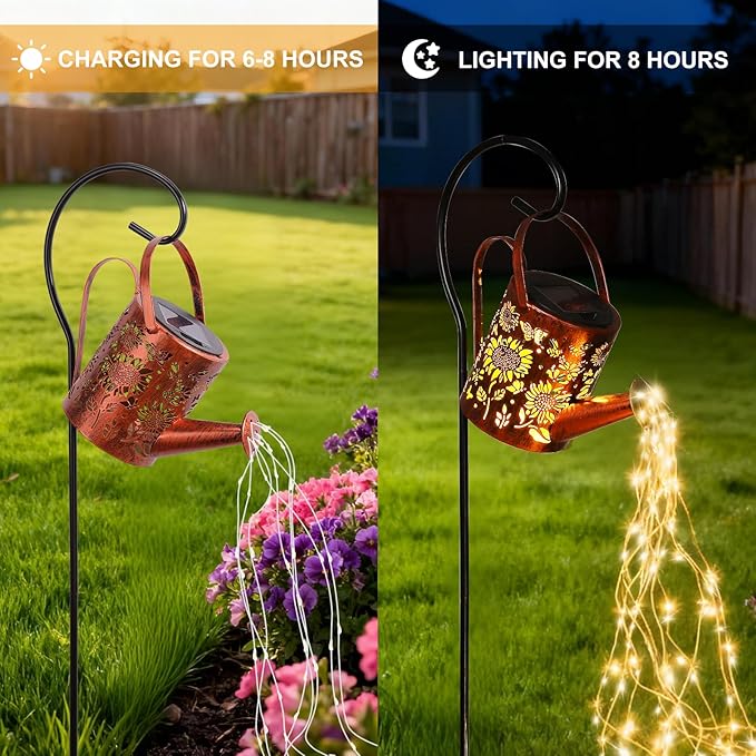 Sunflowers Solar Lights Outdoor Garden Sunflower Gifts, Gardening Gifts, Solar Watering Can Lantern Gifts for Mom Grandma Women, Patio, Yard, Pathway Lantern Plant Decoration