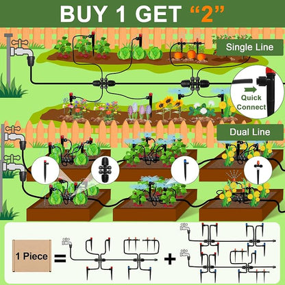 Drip Irrigation Kit for Garden, Quick-Connect Raised Bed Watering System 150FT, Plant Accessories, Drip Line Kit for Greenhouse, DIY Micro Sprinklers Set for Yard Outside,Sistema De Riego Por Goteo