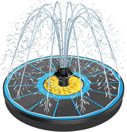 Yzert Solar Fountain for Bird Bath, 3.5W Upgraded Solar Bird Bath Fountain with 4 Fixed Pipes 7 Nozzles No Battery, Solar Fountain Pump for Bird Bath Small Ponds Pool Outdoor(Blue)