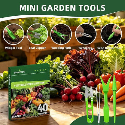 40 Vegetable & Herb Seeds Vault Kit with Sweet Basil, Cherry Tomato, Romaine Lettuce, 20,000+ Garden Seeds for Indoor Outdoor Planting
