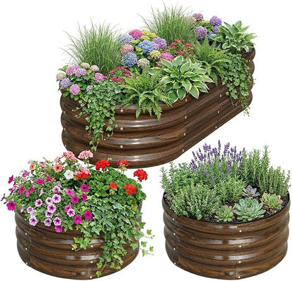 SnugNiture 3-Pack Galvanized Steel Raised Garden Bed Kit - 4x2x1 ft & 2x2x1 ft Metal Planter Boxes for Vegetables, Flowers, Herbs | Easy Assembly, Open Bottom Design