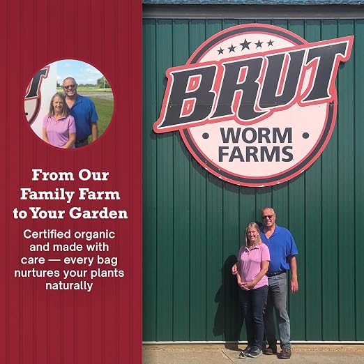 Brut Worm Farms 30 LB Organic Worm Castings, Natural Fertilizer for Indoor Outdoor Plants – Compost Soil Control, Mineral-Rich Potting Mix Additive Plant Food for Soil Health and Garden Growth