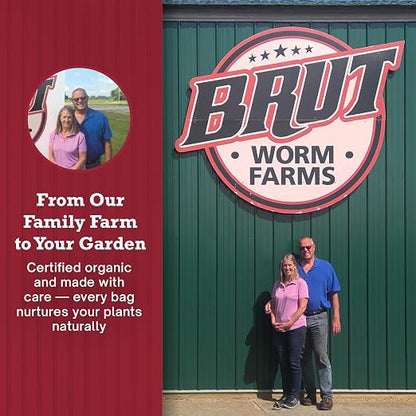Brut Worm Farms 30 LB Organic Worm Castings, Natural Fertilizer for Indoor Outdoor Plants – Compost Soil Control, Mineral-Rich Potting Mix Additive Plant Food for Soil Health and Garden Growth