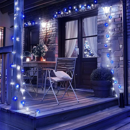JMEXSUSS 2 Pack Solar Christmas Lights, Total 66 FT 200 LED, Blue and White | Outdoor Waterproof, 8 Modes Solar String Lights for Outside Patio Christmas Tree Garden Yard Xmas Decorations