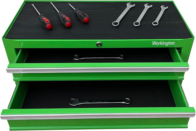 Workington Industrial 2 Drawers Portable Metal Intermediate Box, 26" Middle Tool Chest Cabinet with Ball Bearing Drawer Slides, Steel Tool Storage Box Organizer 4008 Green