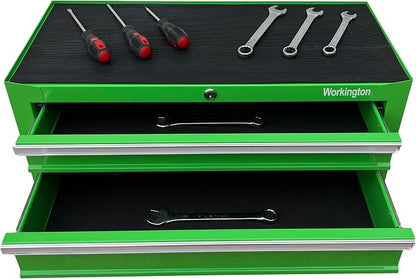 Workington Industrial 2 Drawers Portable Metal Intermediate Box, 26" Middle Tool Chest Cabinet with Ball Bearing Drawer Slides, Steel Tool Storage Box Organizer 4008 Green