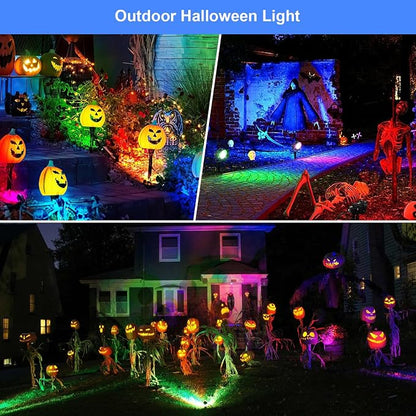 Halloween Christmas Spotlight Outdoor Color Changing Landscape Spotlights,12W RGBW LED Outdoor Spot Lights for Yard Garden Decor,Waterproof 110V Plug in Landscape Lighting with Remote,2 Packs