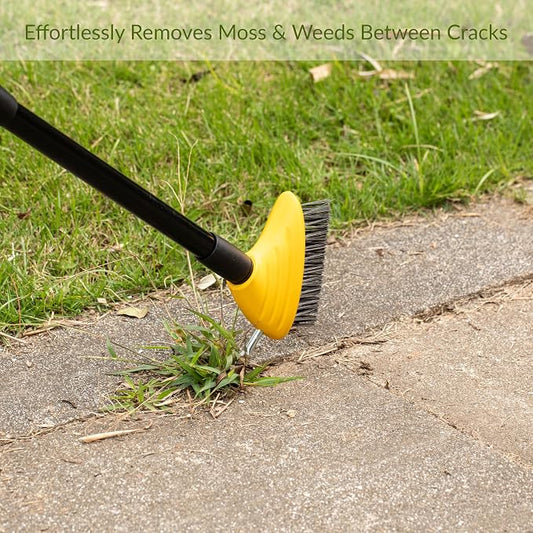 Gardenised 4-in-1 Durable Crack Weeder, Scraper, Moss & Debris Remover, and Cleaning Brush with 2 Replaceable Bristle Heads for Lawn, Patio, Driveway, Exterior Wall, and Yard Maintenance
