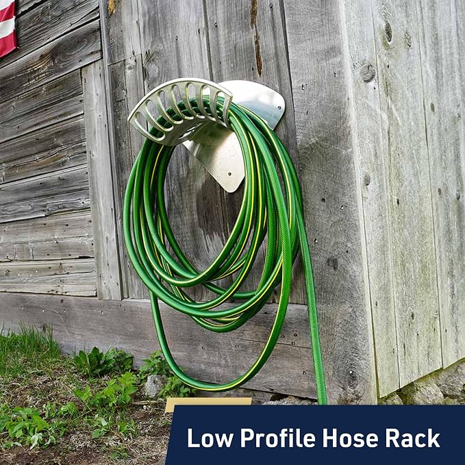 Hose Reel - Heavy Duty Aluminum Water Hose Hanger Wall Mount - Water Hose Holder for 100ft 1/2" Hoses - Hose Rack for Outside - Water Hose Holders for Outside by Kings County Tools