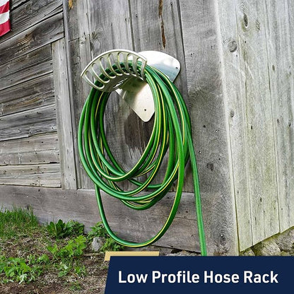 Hose Reel - Heavy Duty Aluminum Water Hose Hanger Wall Mount - Water Hose Holder for 100ft 1/2" Hoses - Hose Rack for Outside - Water Hose Holders for Outside by Kings County Tools