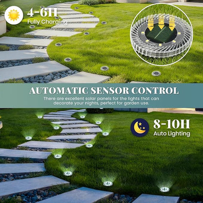 PATIOWIN 20 Pack Small Solar Ground Lights, Pathway Light Waterproof, Outdoor Solar Light for Garden, Driveway, Walkway, Backyard (Cool White)