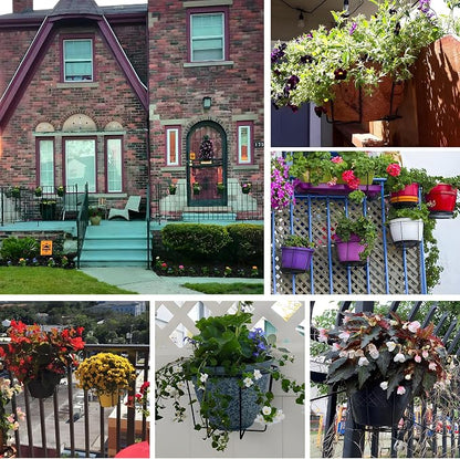 TQVAI Adjustable Hanging Railing Planter for 1.89 to 3.5 Inches Railings - Outdoor Balcony Deck Flower Pot Holder, Metal Baskets for Garden Orchid, Patio Ledge, 3 Pack, Black