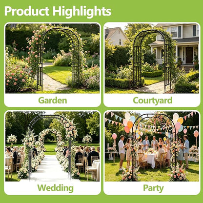 Garden Arch Arbor Trellis-94.5"(H)*63"(L),Heavy Duty Metal Archway for Climbing Plants, Wedding Ceremony Backdrop, Party Decorations with Lights, Balloons(16MM Pipe)
