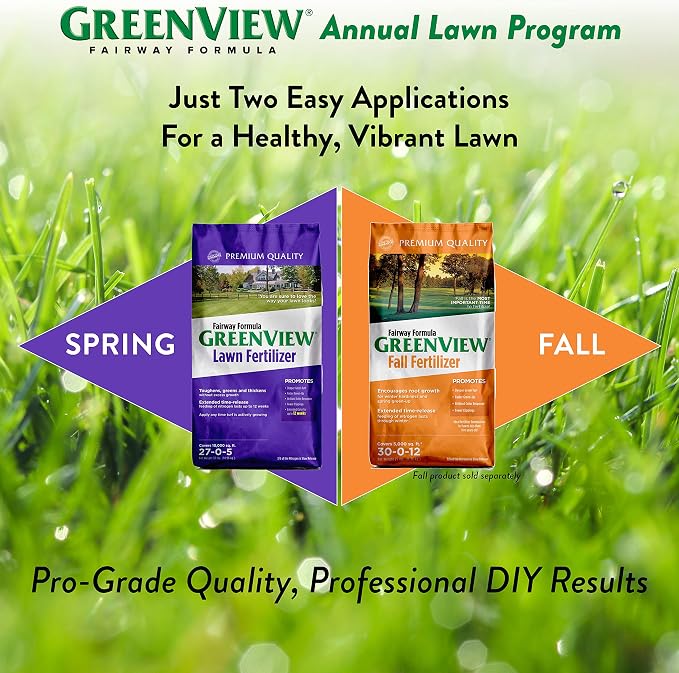 GreenView Fairway Formula Lawn Fertilizer 16.5 lb. Bag, Covers 5000 sq. ft. | 30-0-12 NPK formula - Slow release nitrogen fertilizer - 12 weeks of feeding