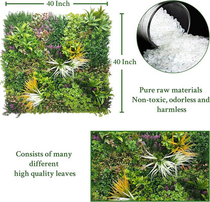 ODTORY Artificial Greenery Grass Wall Panels,40'' x 40'' in(11.5 sqft) | UV-Anti, Faux Ivy Privacy Fence Screen, Boxwood Backdrop, Vine Leaf Hedges Roll, Patio/Balcony/Garden/Backyard, Green Decor
