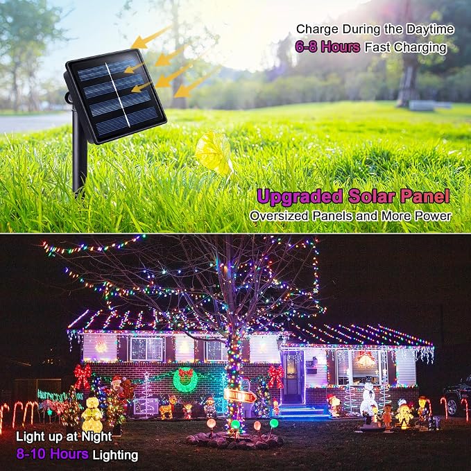JMEXSUSS 2 Pack Solar Christmas Lights, Total 400 LED 151FT, Multi-Colored | Christmas Lights Outdoor Waterproof, 8 Modes Solar String Lights for Outside Patio Yard Christmas Tree Xmas Decorations