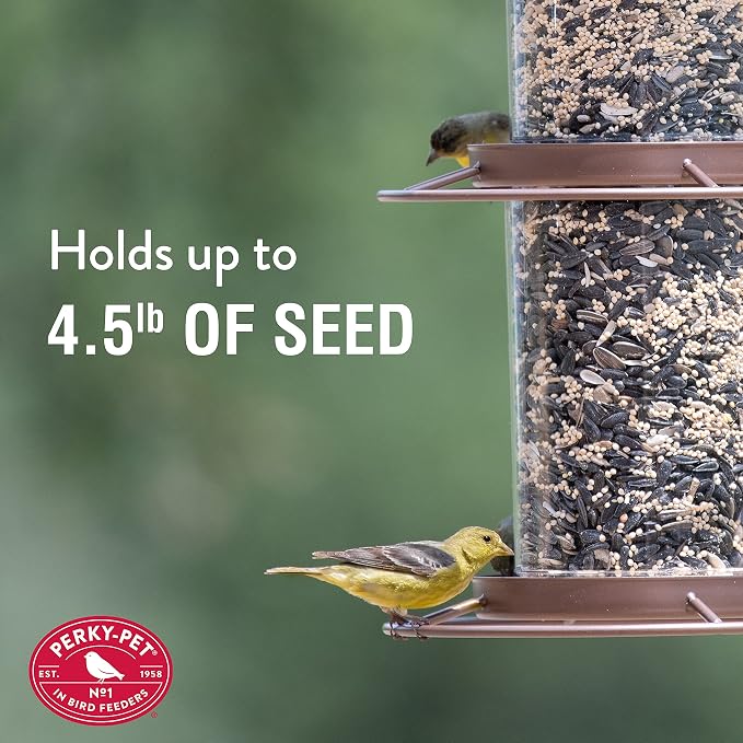 Perky-Pet Large 2-Tier Panorama Wild Bird Outdoor Feeder with Hanging Hook - 325SCOMBO-1SR - 4.5 lb Seed Capacity - Durable Construction - Versatile Hanging with Included Hook