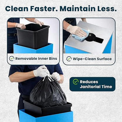 Alpine Commercial Indoor Recycle Bin - 29 Gallon Blue Recycle Bin Recycle Trash Can Office Recycling Bins, Metal Recycling Container with Stickers & 3 Optional Lids (lid Sold Separately)