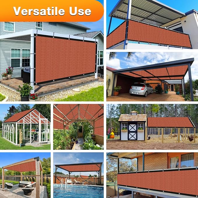 Artpuch 90% Sun Shade Cloth, 8 x 18 FT Pergola Shade Cover Canopy with Grommets, Sun Screen Fabric Tarp for Patio, Outdoor, Garden, Backyard, Rust Red