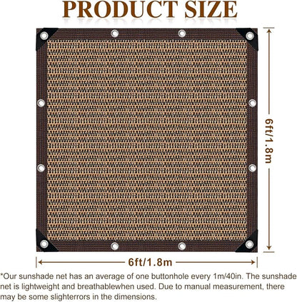 80% Shade Cloth -6.5x6.5FT Sunblock Net with Grommet,Lightweight and Durable UV Protection,Shade Cloth for Garden Patio Pergola Balcony Plants Greenhouse Dog Kennel Chicken Coop Outdoor
