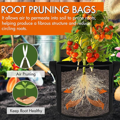Gardzen 6-Pack 15 Gallon Grow Bags, 300G Thickened Nonwoven Fabric Pots with Handles, Heavy Duty Aeration Plant Bags for Gardening and Container Growing