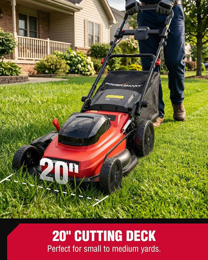 PowerSmart 20" Self-Propelled Cordless Lawn Mower, Brushless Motor, 2 x 40V 4.0Ah Battery & Charger (MB2420SA)
