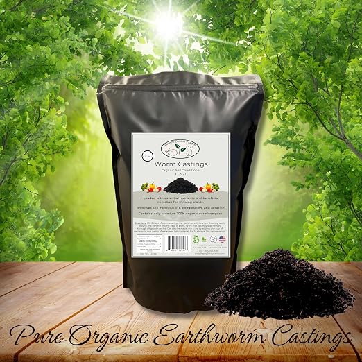 Worm Castings for Plants, 1 QT (1.5lbs). Organic Soil Rebuilder and Plant Fertilizer.
