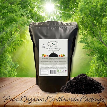 Worm Castings for Plants, 1 QT (1.5lbs). Organic Soil Rebuilder and Plant Fertilizer.