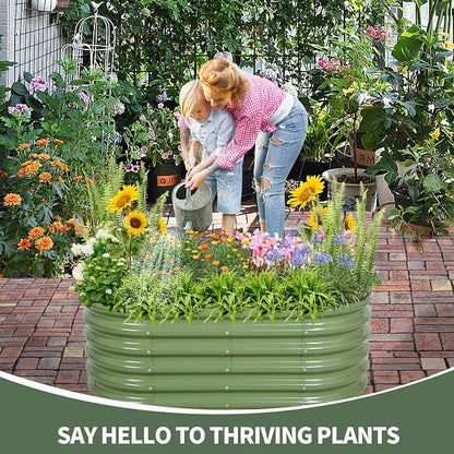 1MORE Galvanized Raised Garden Bed- Planter Garden Boxes Outdoor, Raised Beds for Gardening, 4x2x1.4ft Metal Garden Bed Kit for Vegetables Flower, Planter Raised Bed with Protective Tape & Tools.Green