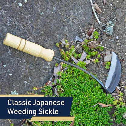 Kings County Tools Japanese Made Weeding Sickle Tool | Nejiri Kama | Razor Sharp 4" Drop Forged Steel Blade | Designed for Strength, Durability, and Quick Weed Removal | 7" Overall Length