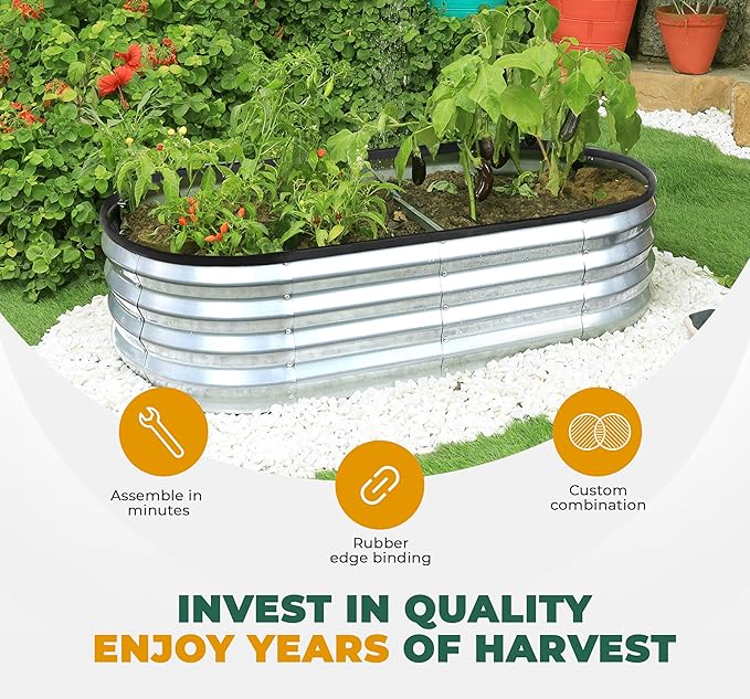 Utopia Home Galvanized Raised Garden Bed, 2 Pack 6x2x1 Ft Lightweight Planter Boxes Outdoor with Easy Assembly, Large Garden Bed for Vegetables, Fruits, Flowers, Silver,