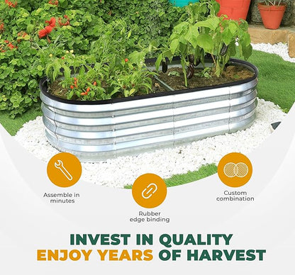Utopia Home Galvanized Raised Garden Bed, 2 Pack 6x2x1 Ft Lightweight Planter Boxes Outdoor with Easy Assembly, Large Garden Bed for Vegetables, Fruits, Flowers, Silver,