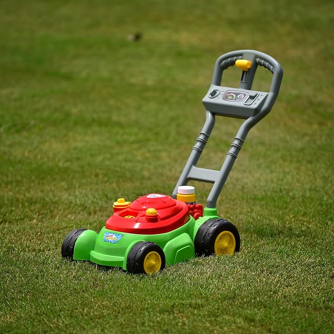 Maxx Bubbles Bubble-N-Go Mower, Includes 4oz Bubble Solution, Bubble Lawn Mower for Toddlers, Outdoor Bubble Toy for Kids, No Batteries Required, Red