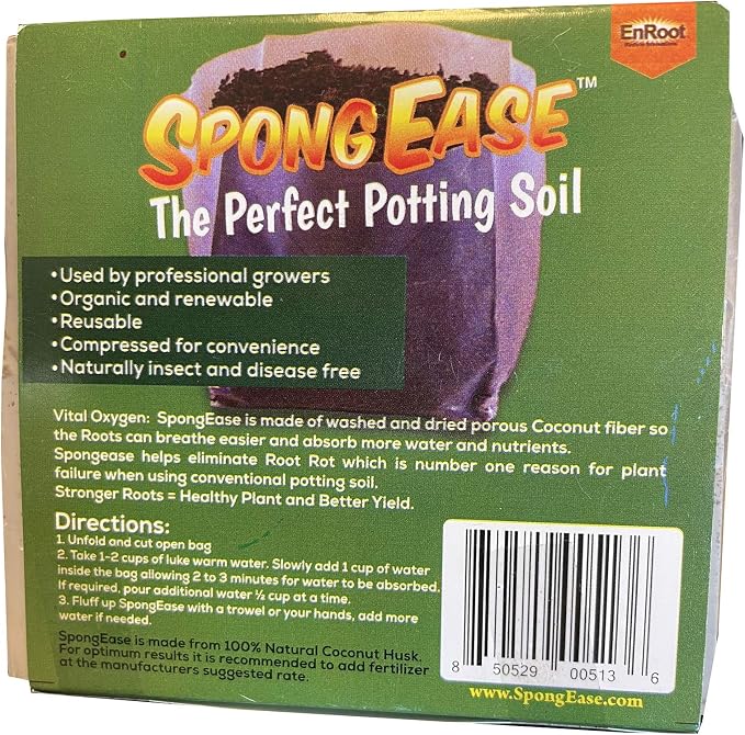 SpongEase Spongease Potting Soil - 1 Quart Pop up Bag - Pro Organic Potting Soil for Seed, Propagation, Plants