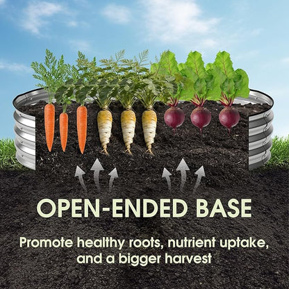 NEWBULIG Galvanized Raised Garden Bed Outdoor, 6x3x1ft Metal Planter Box for Vegetables Flowers Herbs, Heavy-Duty Oval Raised Flower Bed for Gardening, Open Bottom, Easy Assembly, Safe Edges