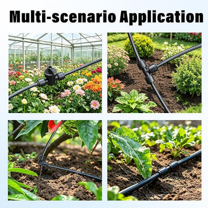 44 Pcs 1/4" Quick Connect Drip Irrigation Fittings Kit for for Gardens | with 4 Shut Off Valve,10 Tees,10 Couplings,10 Elbows & 10 End Plugs,for Garden Irrigation Systems