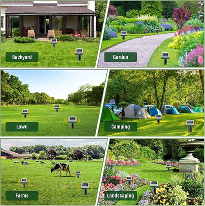 Solar Powered Mole Repellent, 10 Packs Ultrasonic Gopher Repellent Outdoor, Waterproof Vole Repellent for Lawn & Garden, Humane Deterrent for Moles, Groundhogs, Chipmunks & Snakes Square