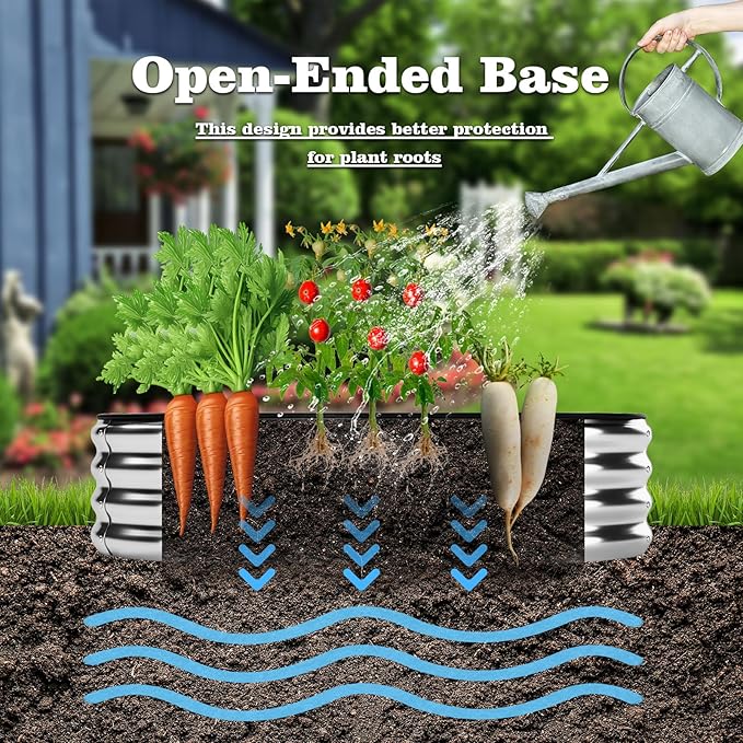 ZFHgarden Galvanized Metal Planter Raised Garden Bed Kit for Gardening Outdoor Garden Box Raised Flower Bed 2PC Metal 3X3X1FT