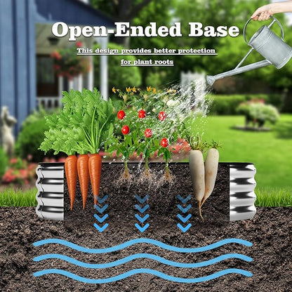 ZFHgarden Galvanized Metal Planter Raised Garden Bed Kit for Gardening Outdoor Garden Box Raised Flower Bed 2PC Metal 3X3X1FT