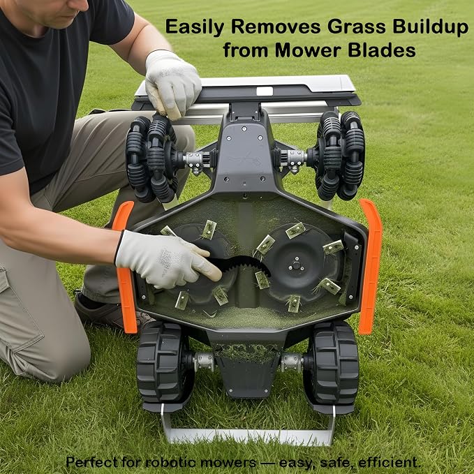 Robot Mower Blade Cleaning Tools Compatible with Mammotion Luba & Yuka Series – Hook & Brush Kit for Removing Grass Buildup Under Blades and Maintaining Cutting Performance (Black)