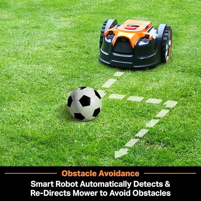 LawnMaster OcuMow Perimeter Wire Free Robot Lawn Mower Cuts Small Lawns 1000-2000 Square Feet with Optical Navigation, Obstacle Avoidance, Low Noise and No Go Functiont