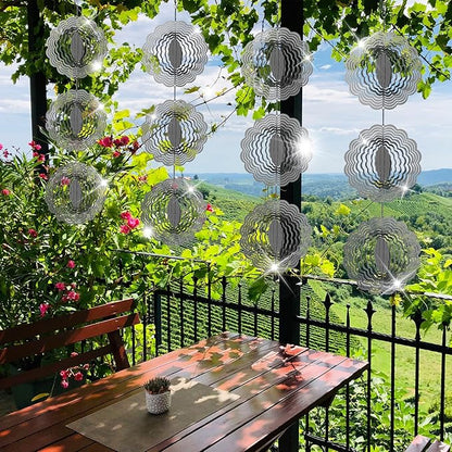 Stainless Steel Bird Deterrents for Outside Patio, Reflective Bird Scare Devices 3D Wind Spinners Outdoor Decor, Woodpecker Deterrent Bird Reflectors to Keep Pigeon Crow Away House Yard Window Porch